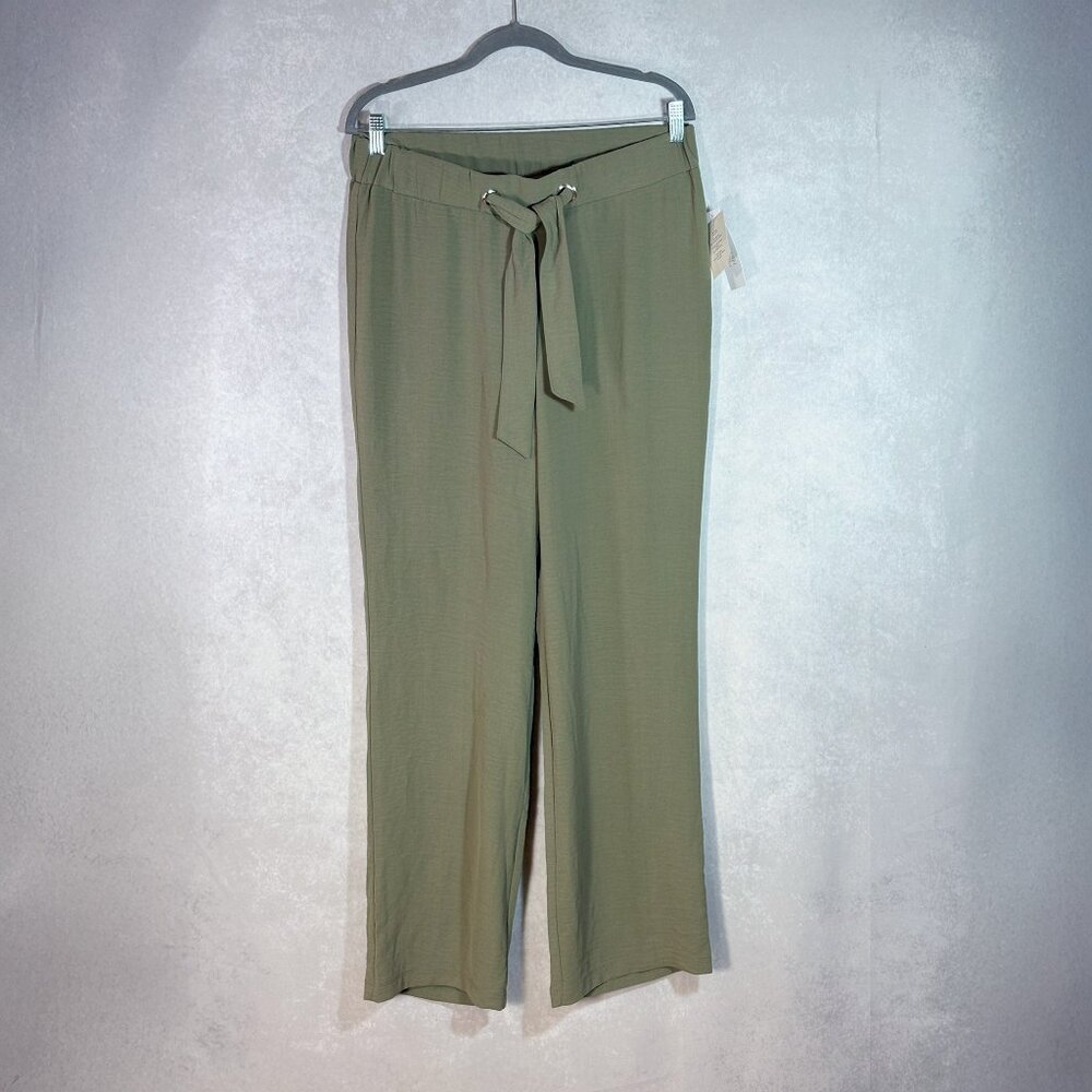 Retrology Womens Air Wash Comfort Pant Elastic Drawstring Waist Olive Green Sz L